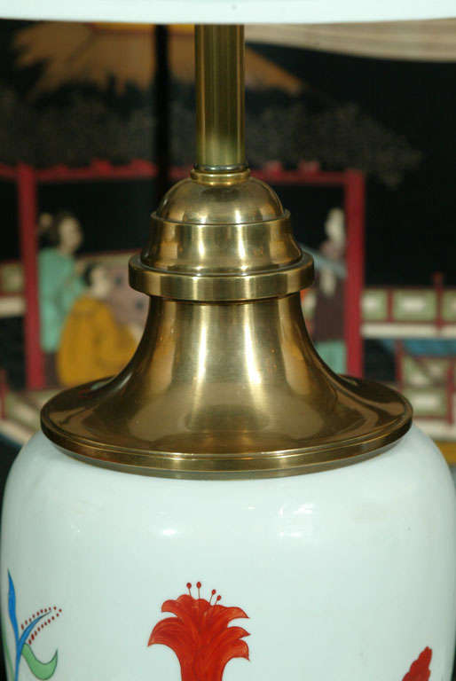 Hollywood Regency Chapman Hand-Painted Porcelain Lamps
