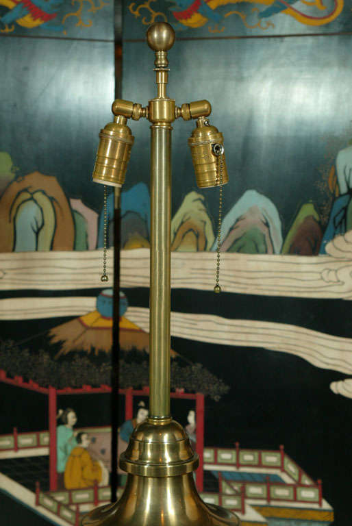 Brass Chapman Hand-Painted Porcelain Lamps