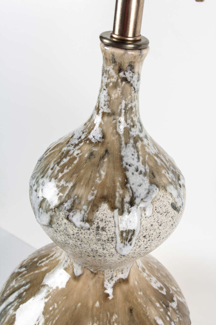 Mid-Century Modern Italian Drip Glazed Ceramic Lamps