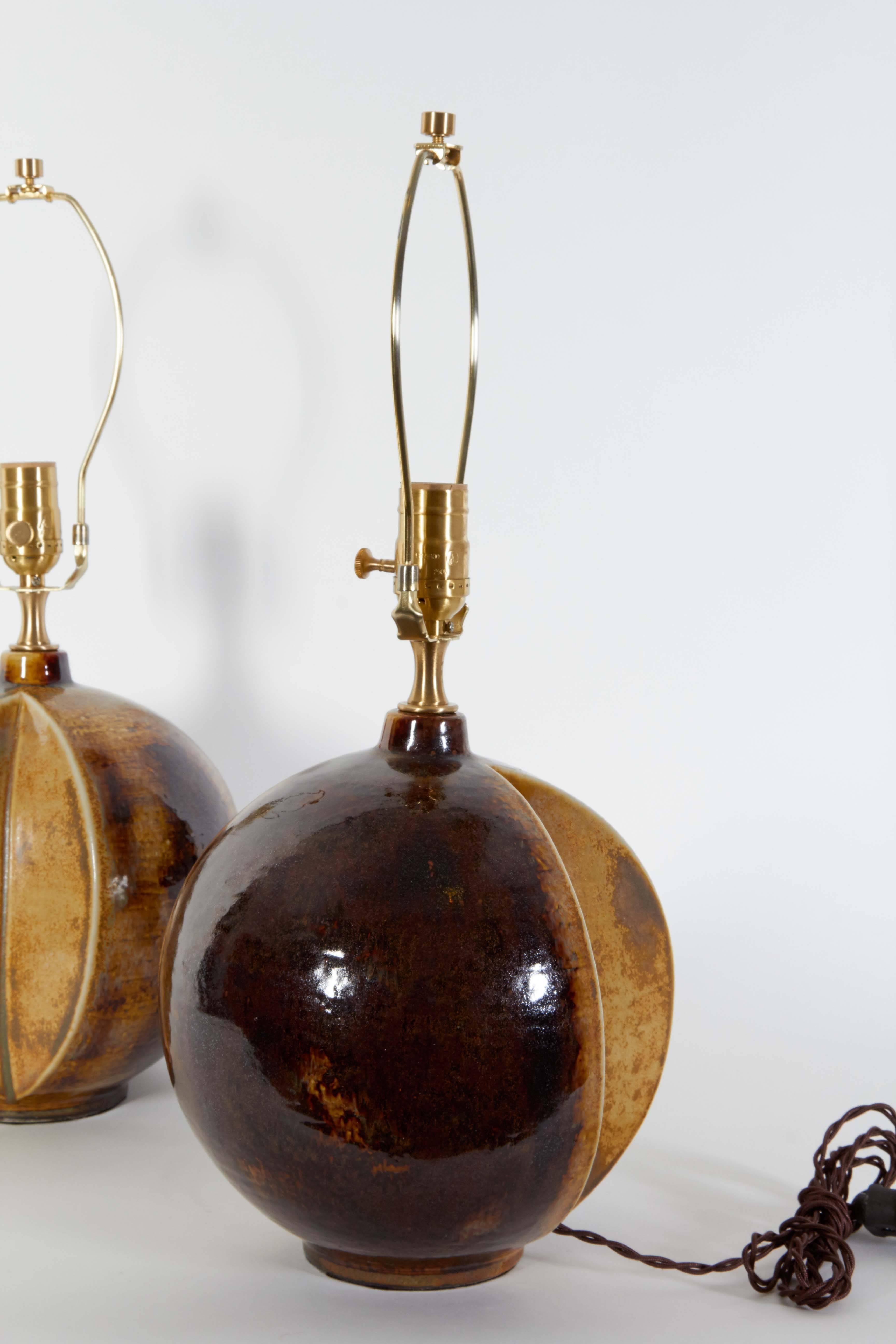 Soholm Stentoj Danish Modern Brown/Tan Ceramic Lamps For Sale 3