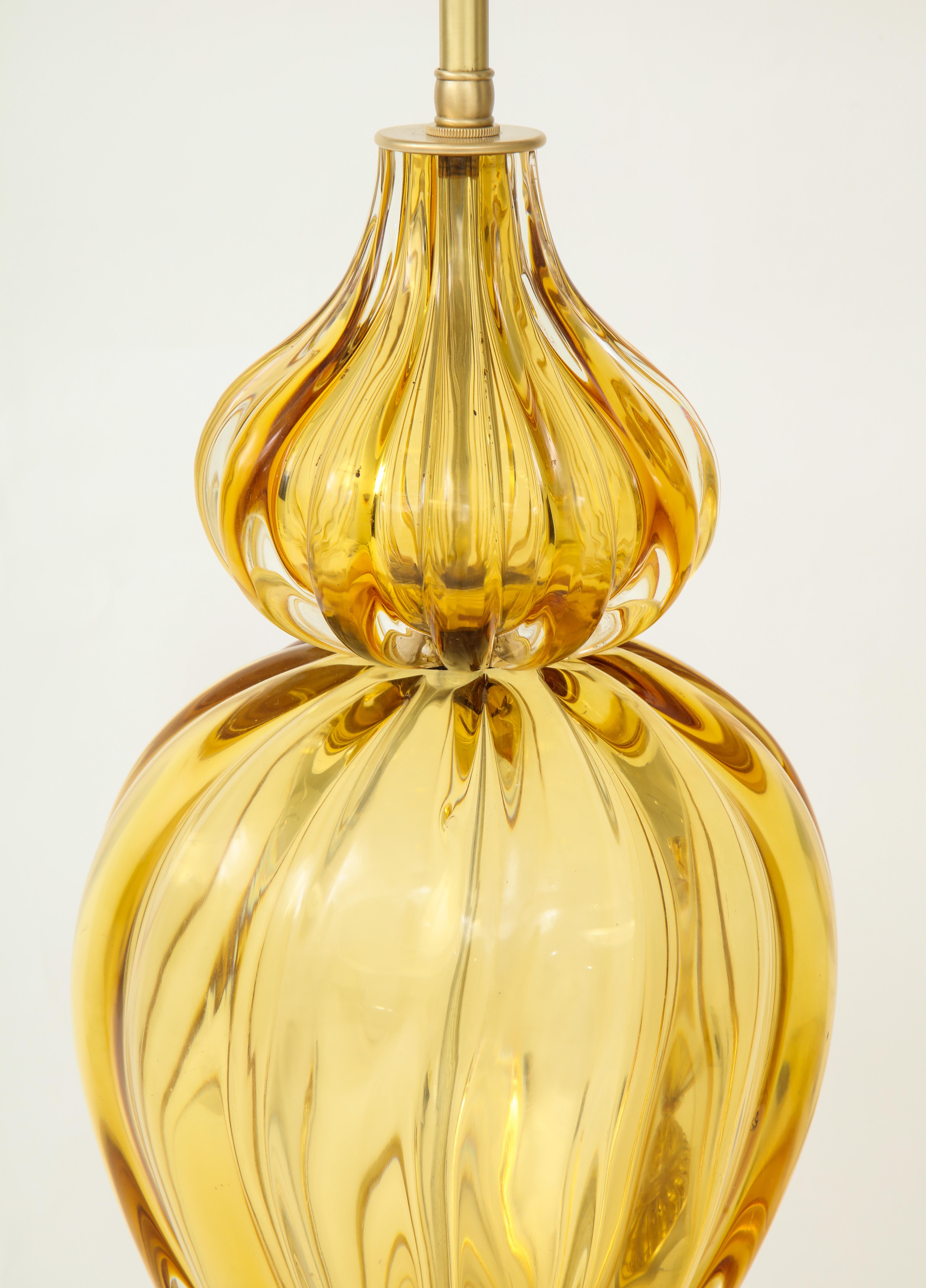 20th Century Marbro Amber Murano Glass Lamps