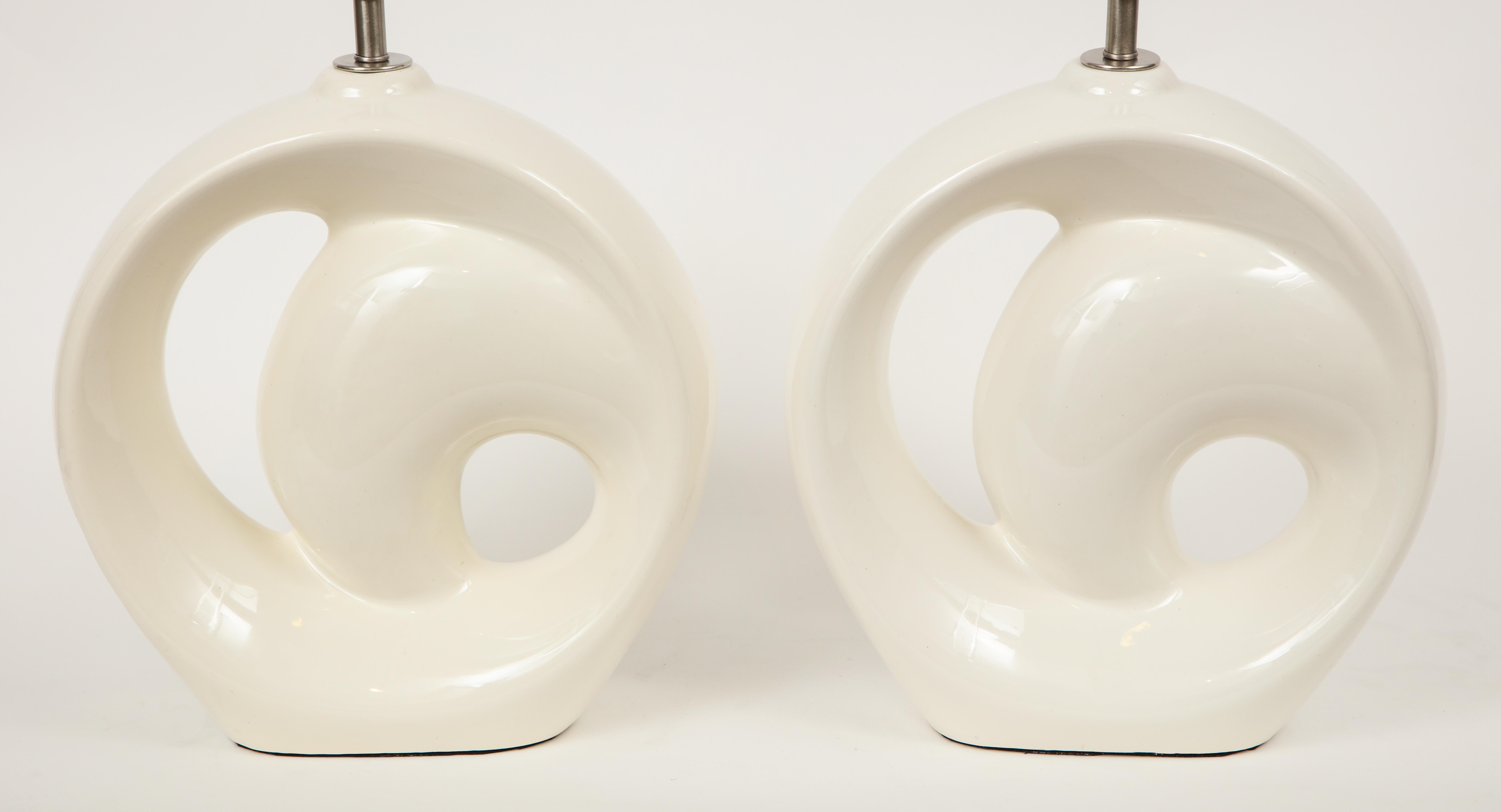 American Modernist Bone White Porcelain Lamps