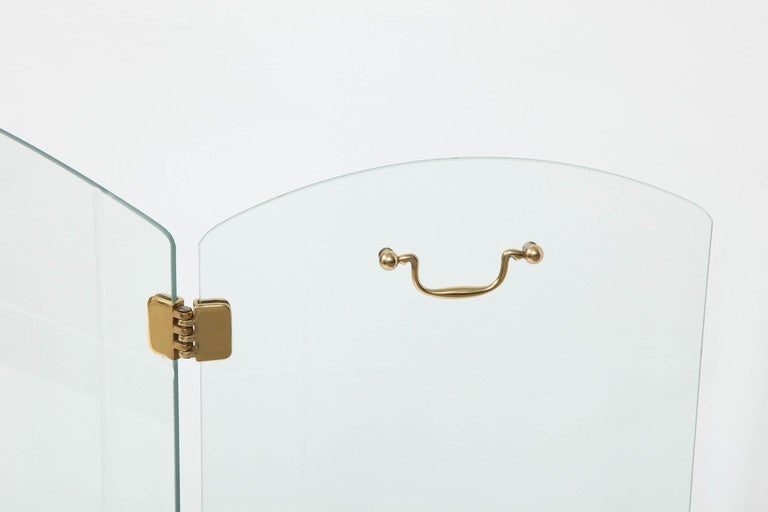 Modern Glass and Brass Firescreen, style of Pace Collection