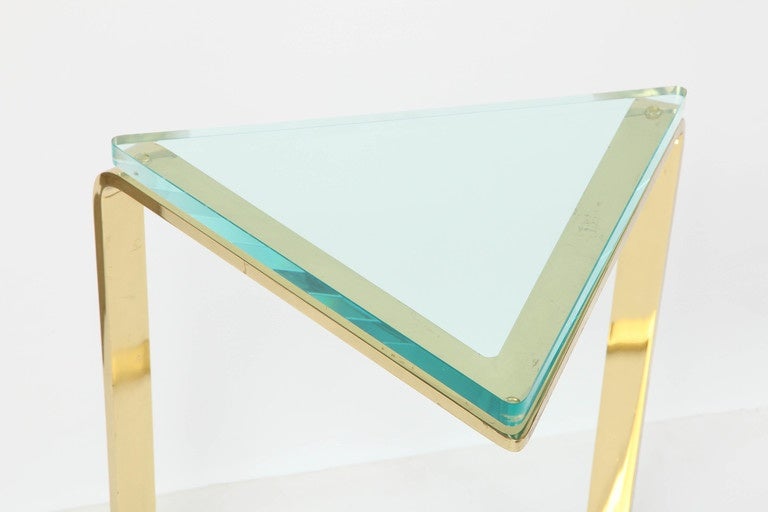 Polished Brass Triangle Table by Pace