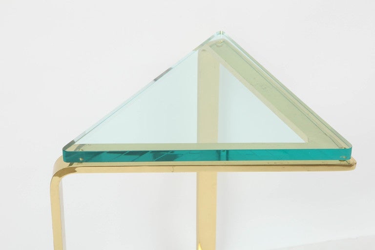 20th Century Brass Triangle Table by Pace