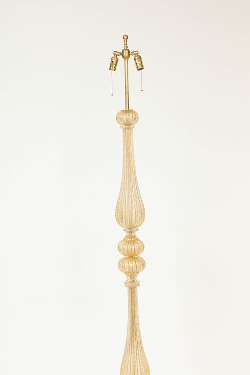 Seguso Cordonato d'Oro Murano Glass Floor Lamp