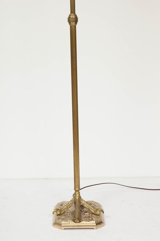 French Art Nouveau Bird Talon Brass Floor Lamp