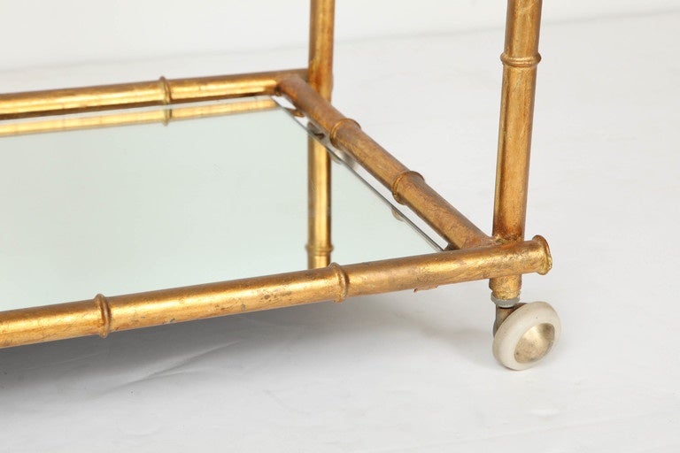 Italian Gilt Iron Stylized Bamboo Serving / Bar Cart In Good Condition For Sale In New York, NY