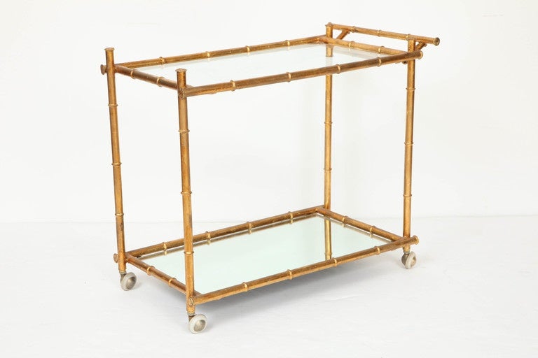 Italian Gilt Iron Stylized Bamboo Serving / Bar Cart For Sale 1