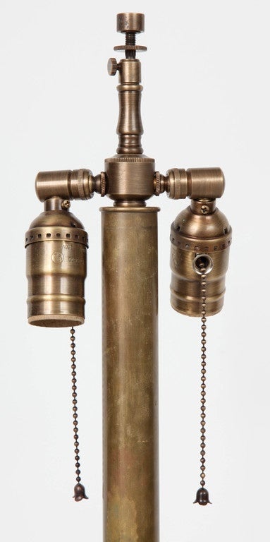 French Pair of Donald Deskey Style, Machine Age Bronze Lamps For Sale