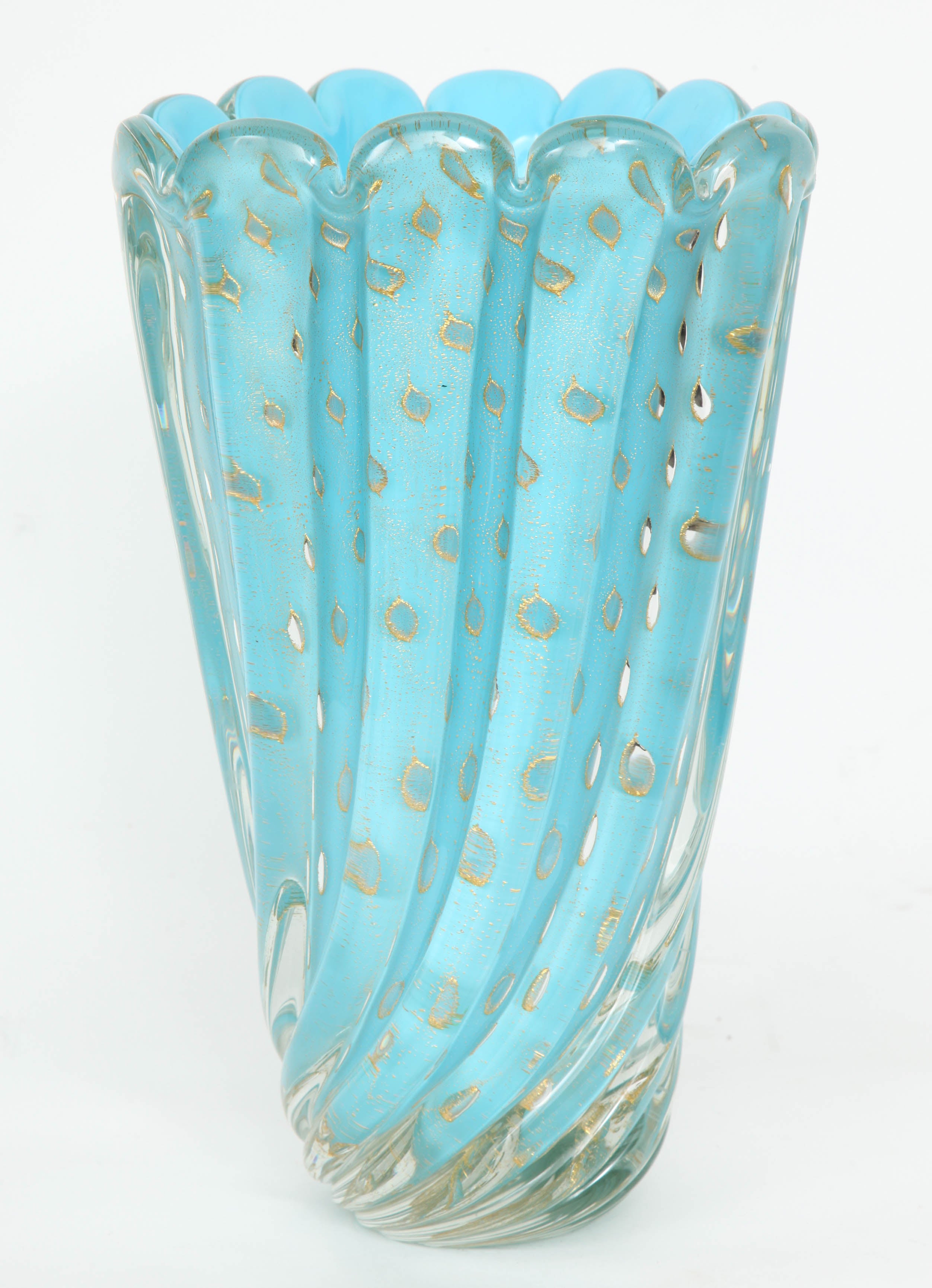 Tiffany Blue Murano Glass Bouquet Vase by Barbini