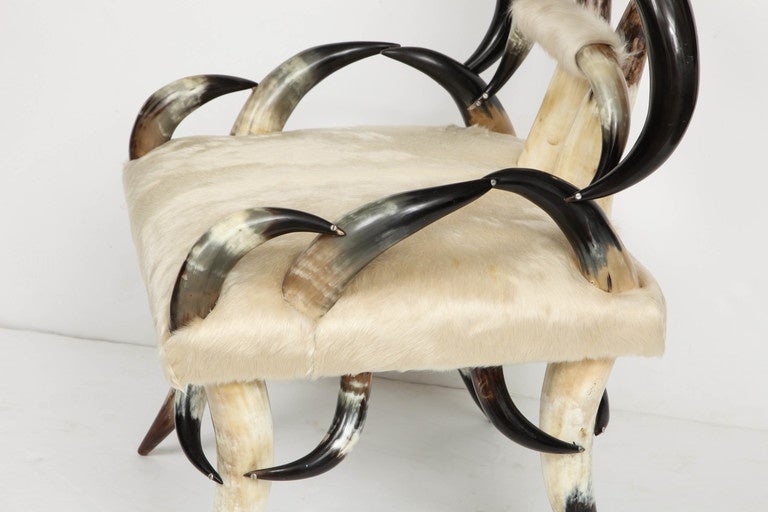 American Steer Horn and Calfskin Hide Chair 1