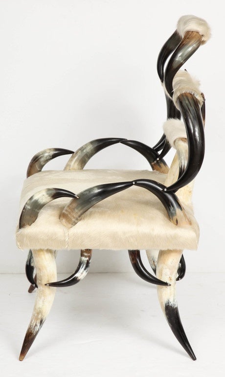 American Steer Horn and Calfskin Hide Chair 2