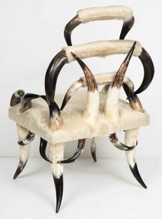 American Steer Horn and Calfskin Hide Chair 4