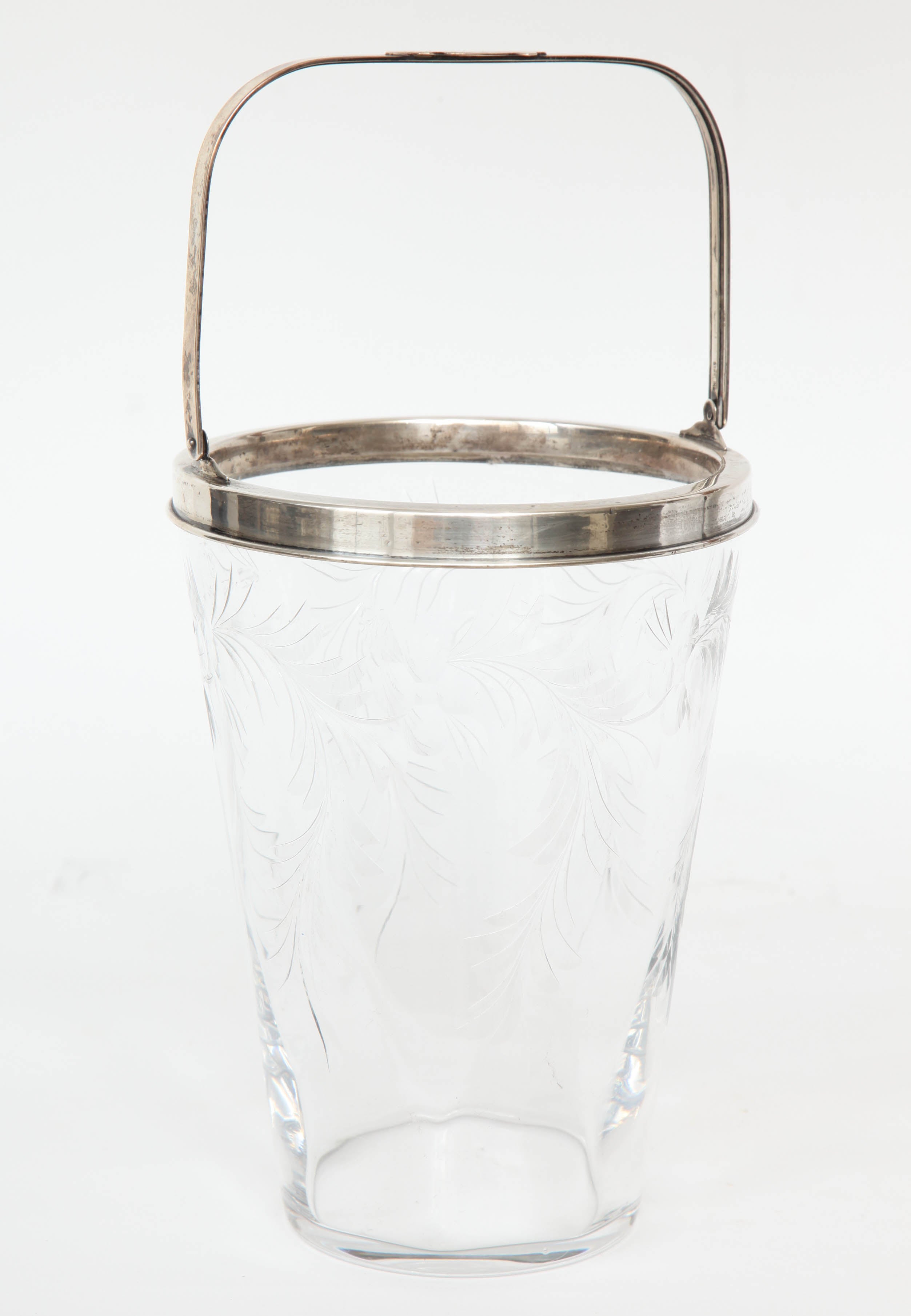 Art Deco Crystal and Sterling Ice Bucket by T. G. Hawkes & Co.