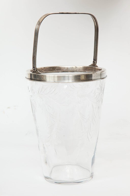 American Art Deco Crystal and Sterling Ice Bucket by T. G. Hawkes & Co.