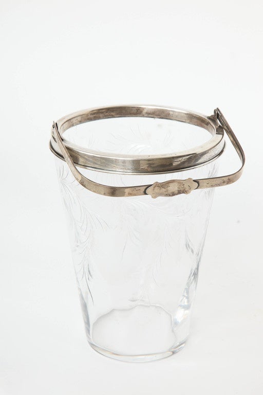 Art Deco Crystal and Sterling Ice Bucket by T. G. Hawkes & Co. In Excellent Condition In New York, NY