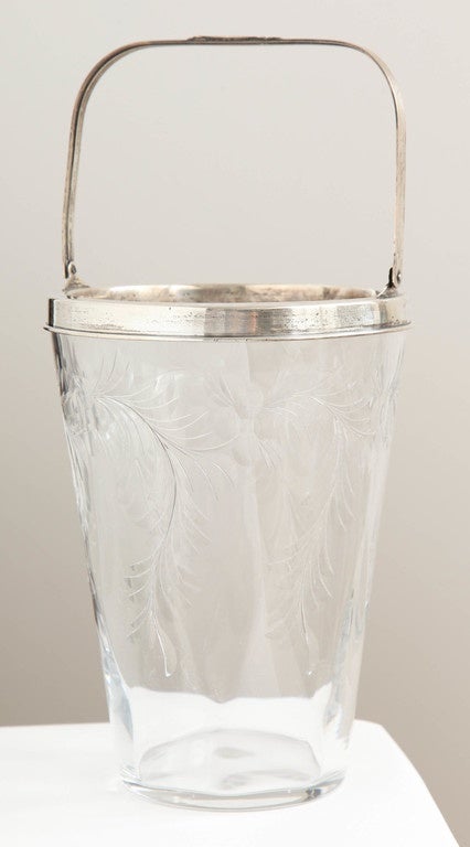 Art Deco Crystal and Sterling Ice Bucket by T. G. Hawkes & Co. 1