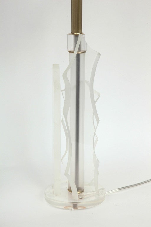 American Pair of Sculptural Lucite Lamps by Van Teal