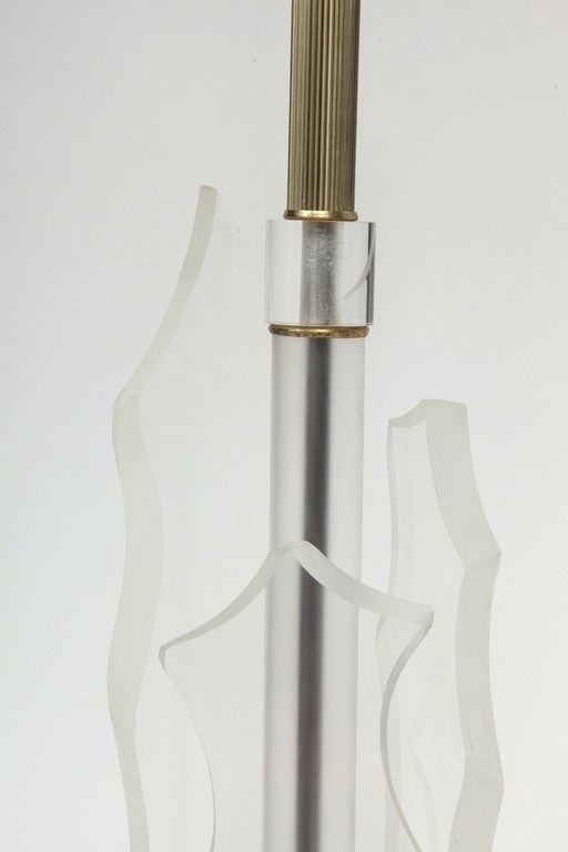 Brass Pair of Sculptural Lucite Lamps by Van Teal