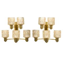 Pair of Brass and Crystal Sconces by Jakobsson 1