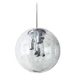 Brass or Chrome Murano Glass Globe Pendants 1