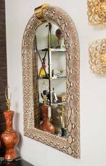 Python Wrapped Bull Nose Mirror, Karl Springer