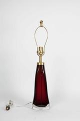 Pair of Ruby Red Glass Lamps by Orrefors