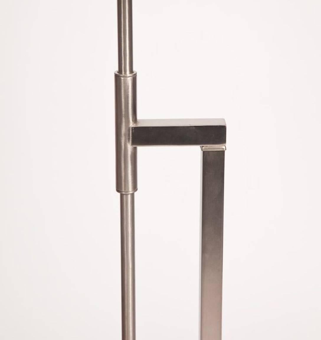 Mid-Century Modern Pair of Custom Brushed Nickel Floor Lamps by Laurel For Sale