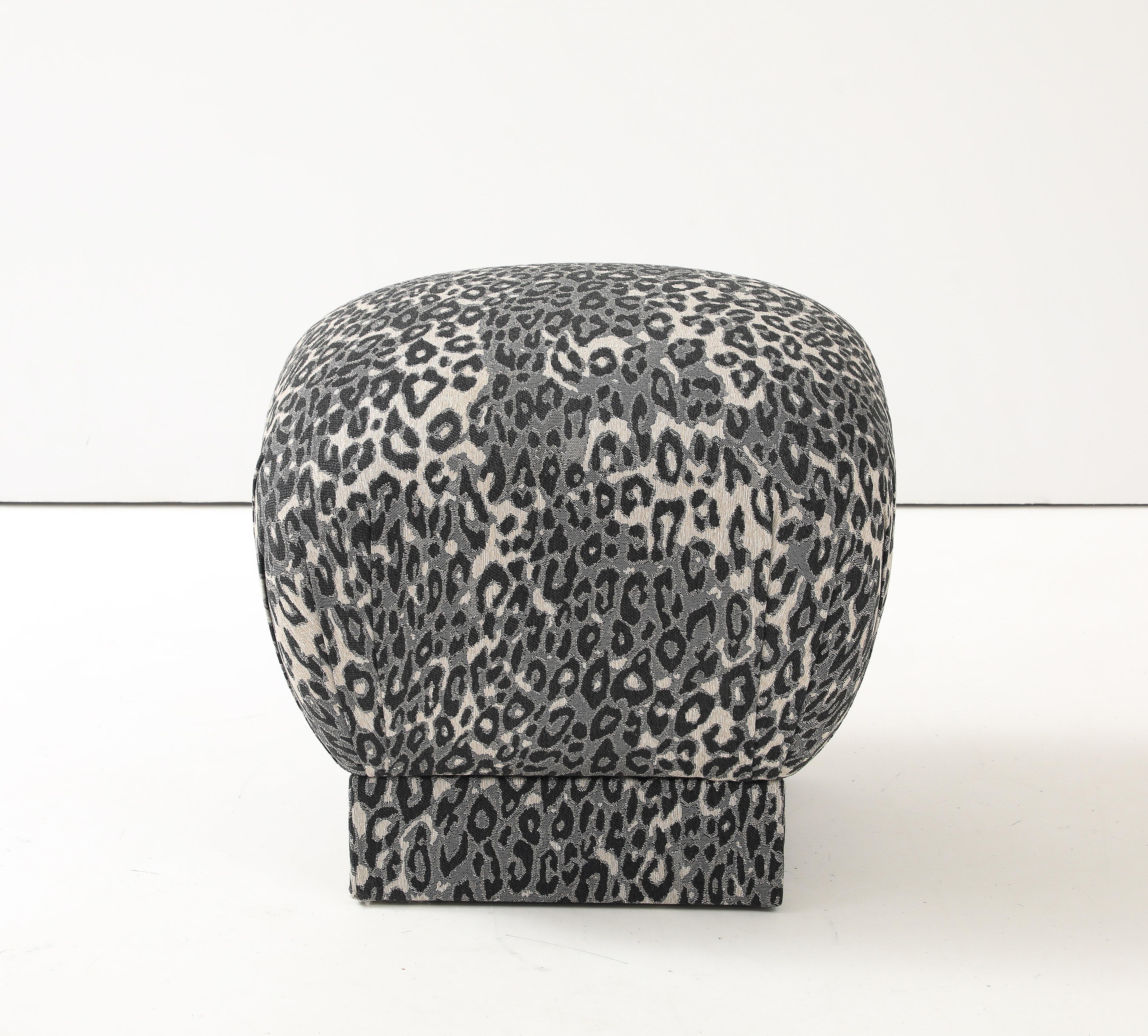 Marge Carson Leopard Pouf In Excellent Condition For Sale In New York, NY
