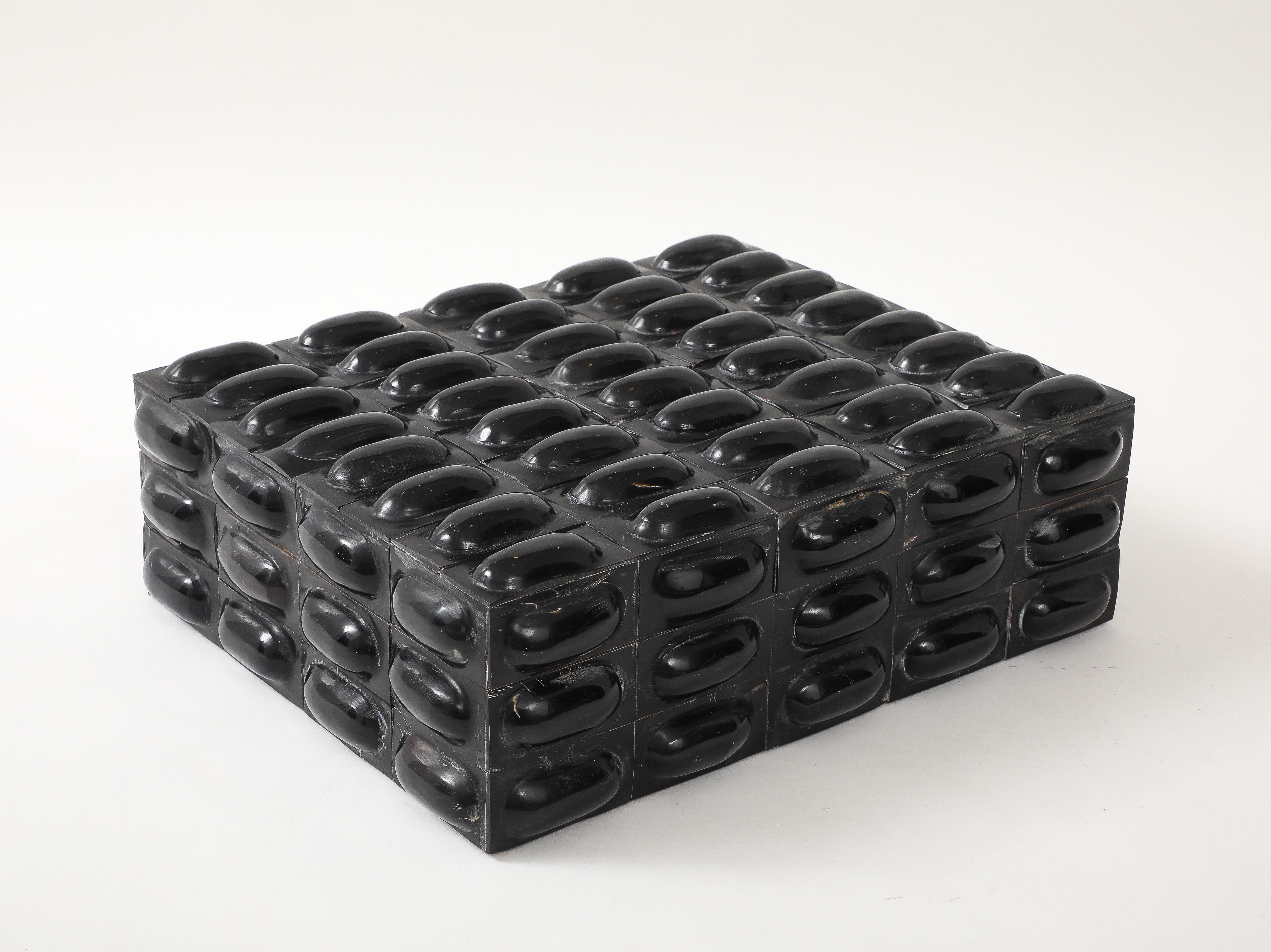 Modern XL Black Buffalo Horn Box For Sale