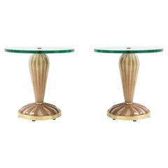 Ein Paar Beistelltische aus Murano-Glas von Barovier in Taupe mit Gold-Einschlüssen