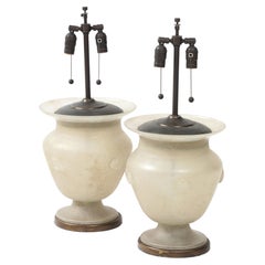 Light Beige Seguso Scavo Murano Glass Lamps