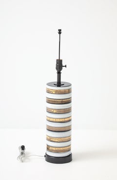Aldo Londi, Bitossi White, Gold Stripe Lamp