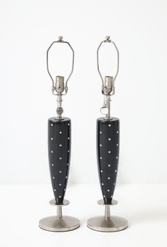 Parzinger Style Rhinestone Studded Black Lamps