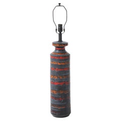 Aldo Londi, Bitossi Burnt Orange, Gun Metal Striped Lamp