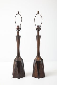 Lampes en bronze de style brutaliste d'Harry Balmer