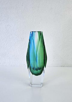 Alessandro Mandruzzato - Vaso sfaccettato verde e blu