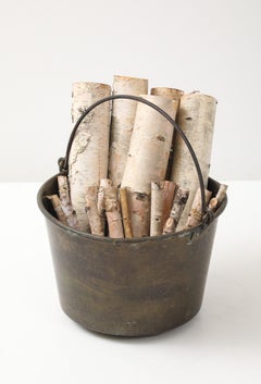 French 19th C. Copper Cauldron, Wood Holder