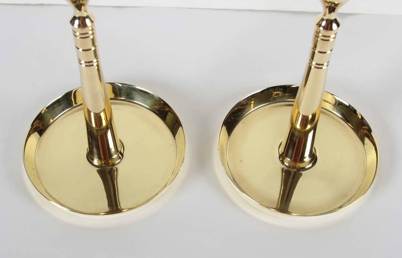 Mid-Century Modern Tommi Parzinger Brass Spindle Candlesticks