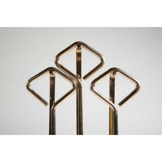American Fontana Arte Style Brass and Glass Fireplace Tools