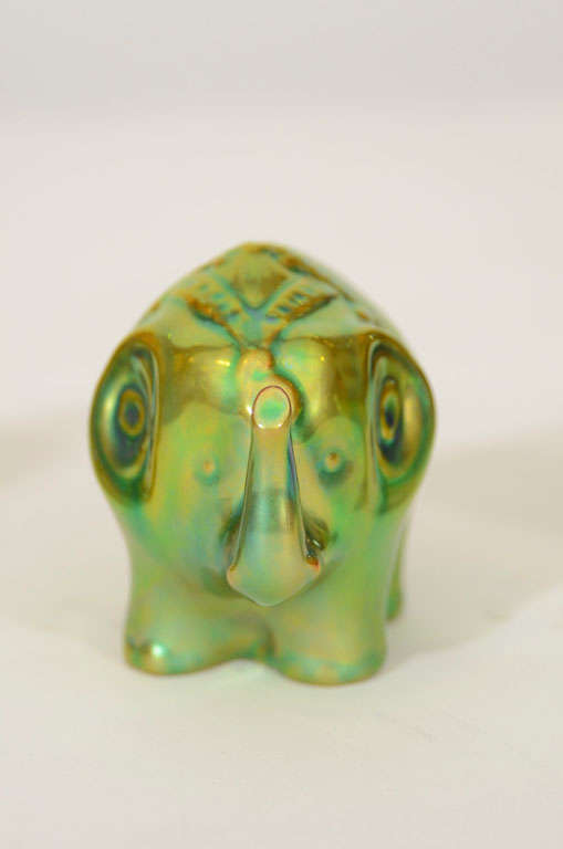 Glazed Trio of Zsolnay Iridescent Figures For Sale