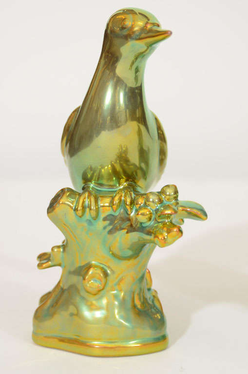 20th Century Trio of Zsolnay Iridescent Figures For Sale