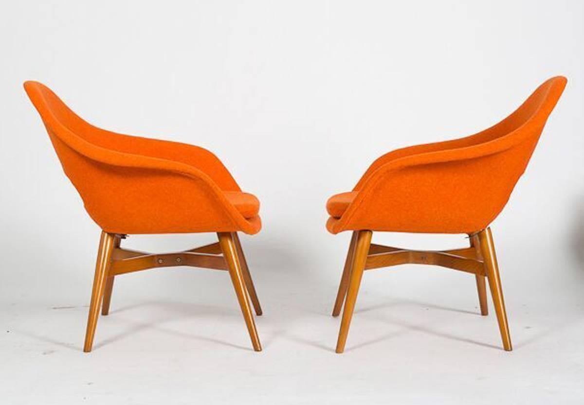 Czech Pair of Easy Chairs by Navratil For Sale