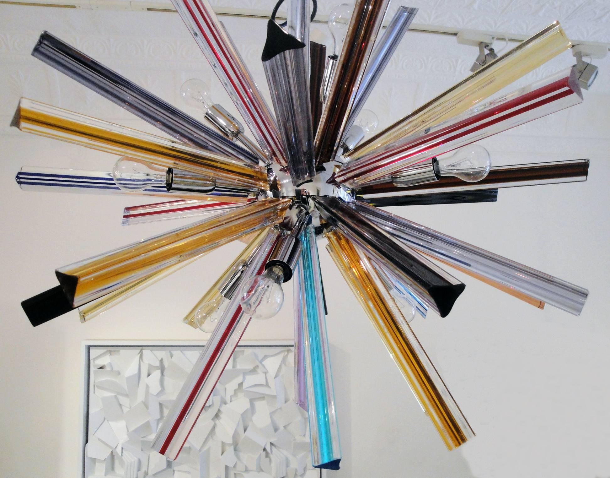 Mid-Century Modern Multi-Color Glass Sputnik Chandelier For Sale