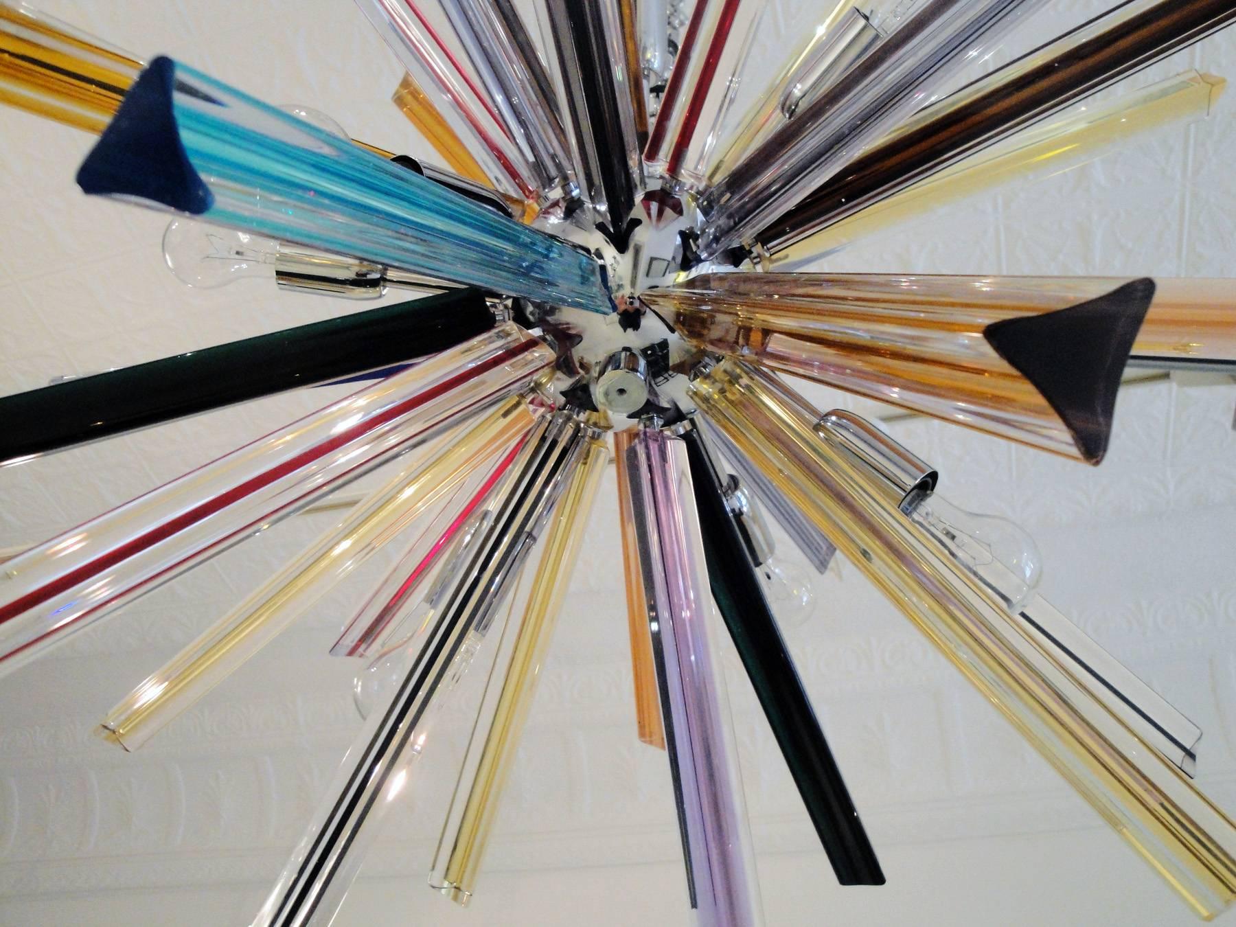 Multi-Color Glass Sputnik Chandelier In Excellent Condition For Sale In Hudson, NY