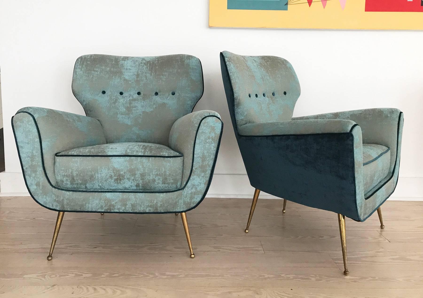 Mid-20th Century Pair of Italian Armchairs from 1950s For Sale