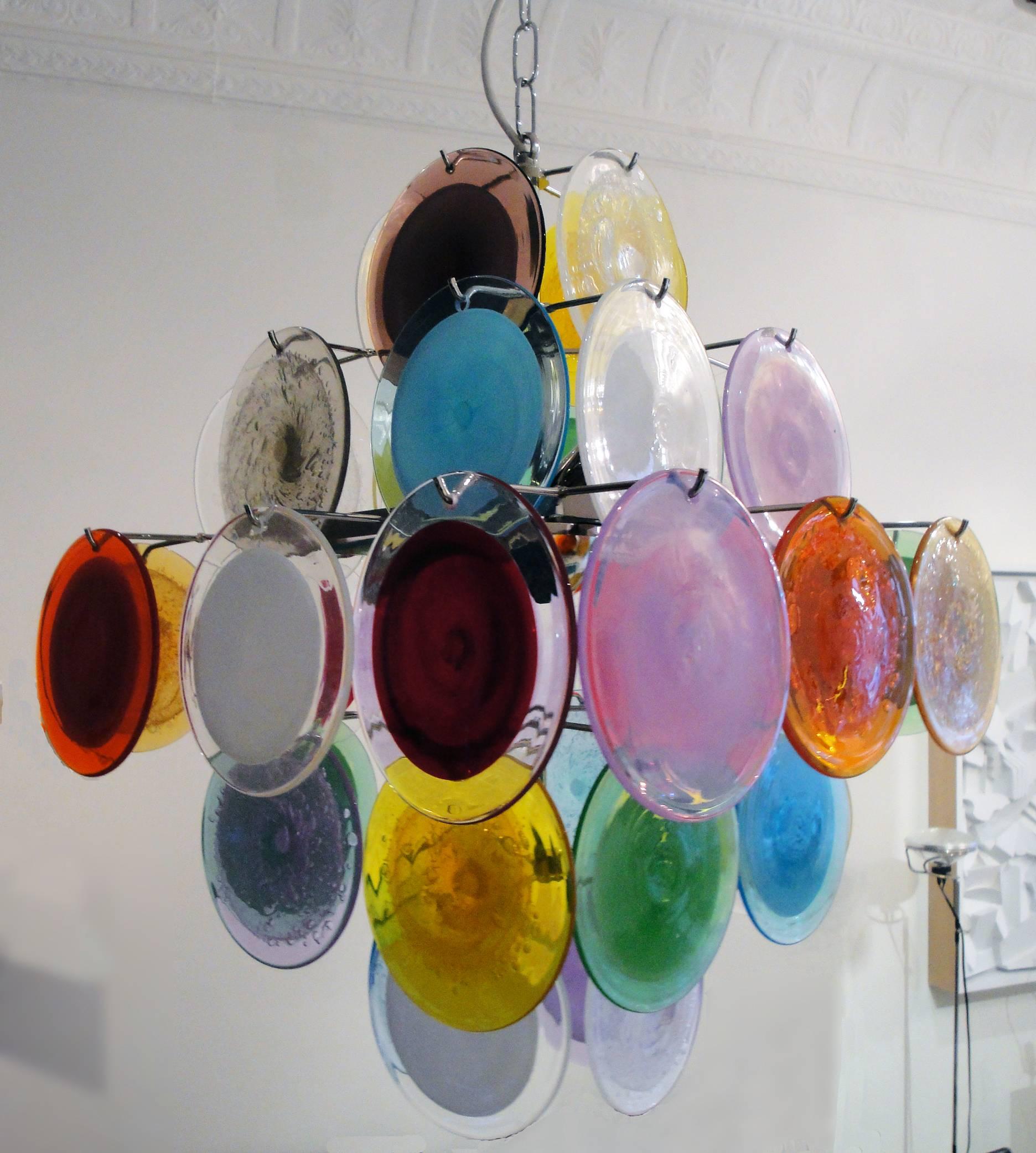 Mid-Century Modern Multi-Color Murano Glass Chandelier For Sale