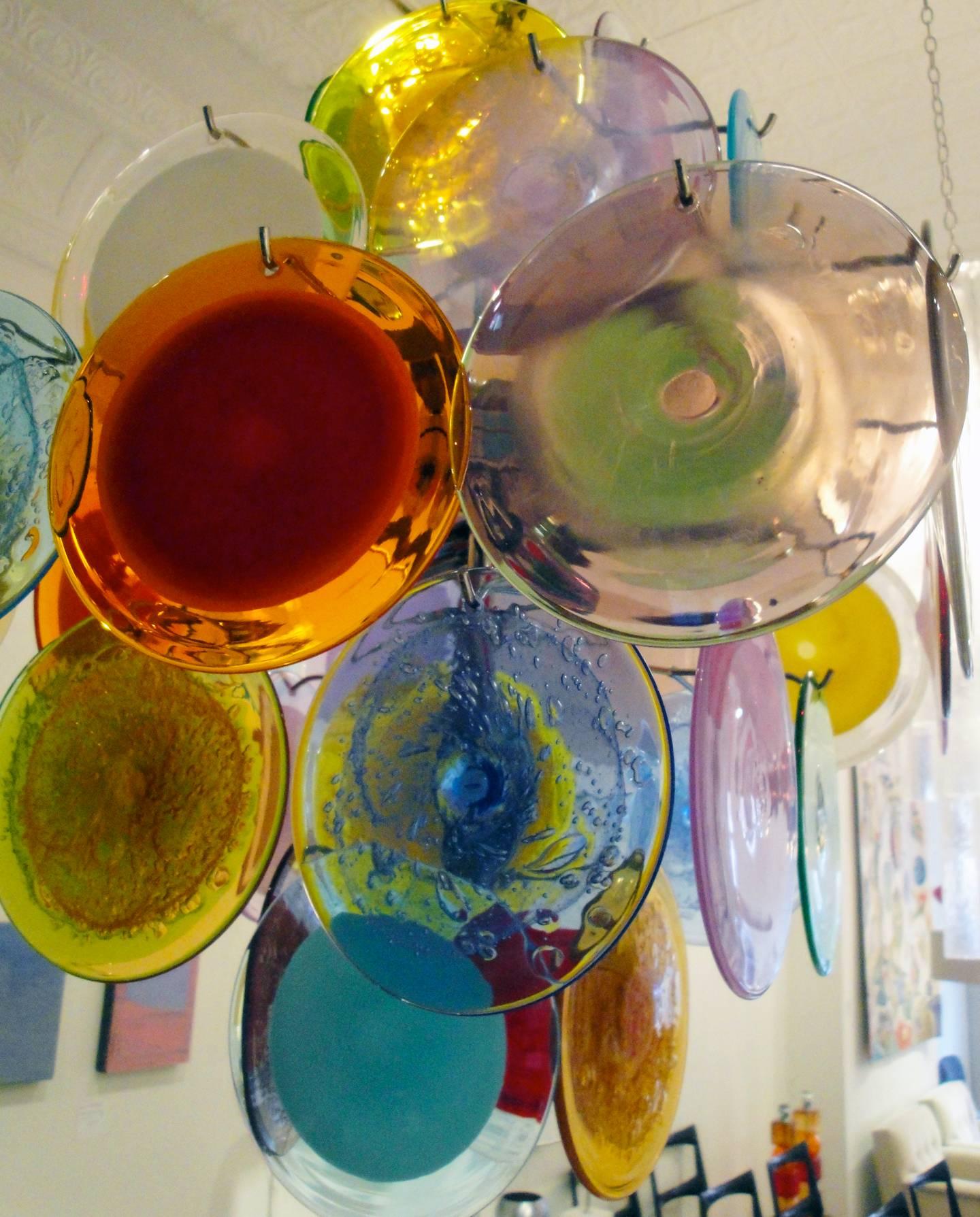 Multi-Color Murano Glass Chandelier In Excellent Condition For Sale In Hudson, NY