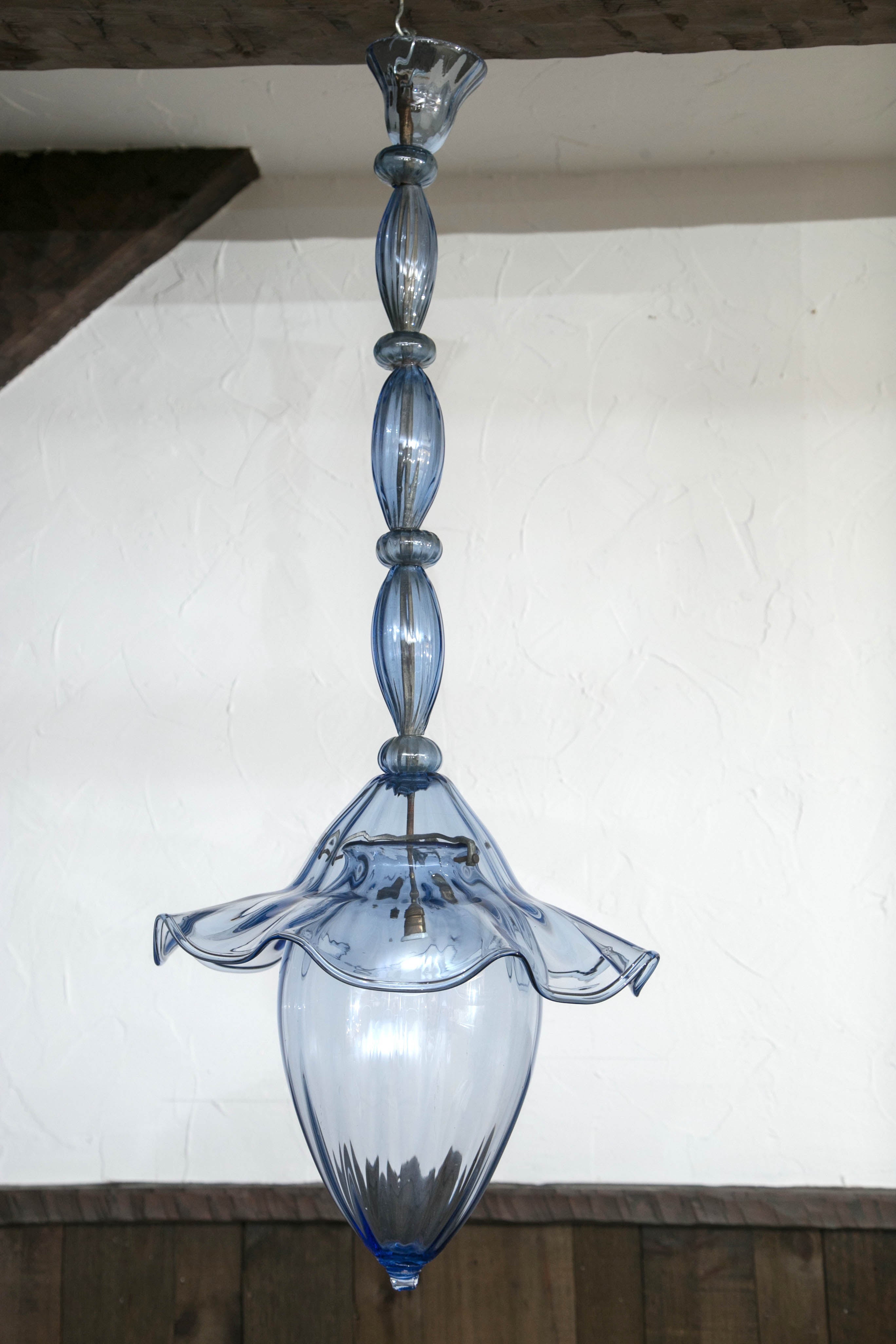 Murano blue glass drop chandelier.